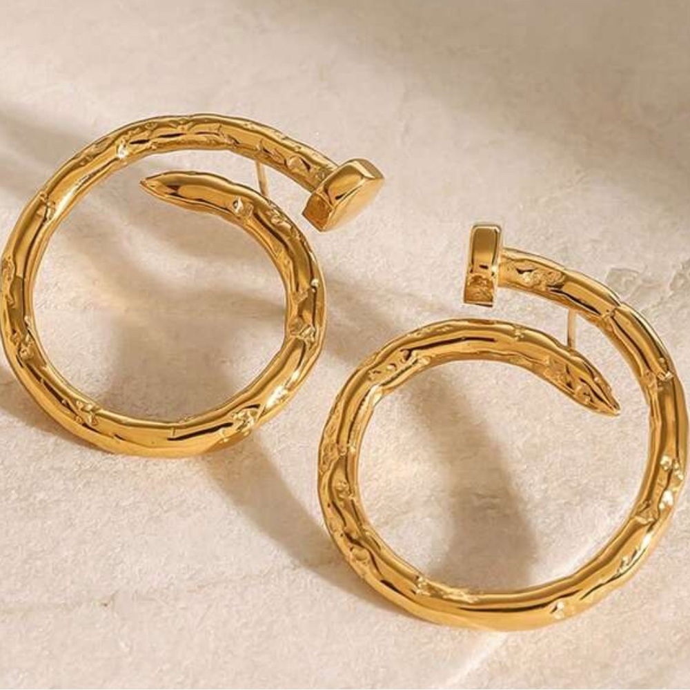 Gold Snake Hoop Earrings - Picture 4 of 4